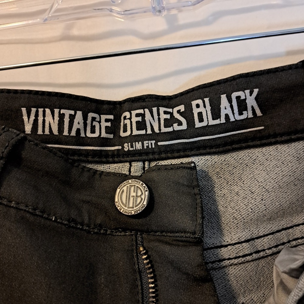 VGB Vintage Genes Black Slim Fit Gray French Terry Denim Jeans Mens 34X30 - Picture 4 of 10